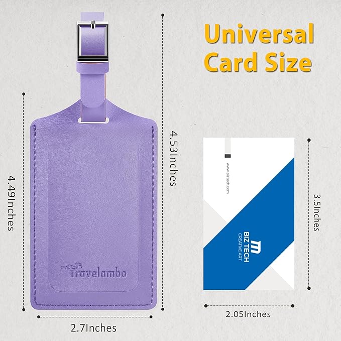 Travelambo Luggage Tags for Suitcases Faux Leather Privacy Protection 16 Pack Bag Tags Travel Accessories Essential, Classic Purple