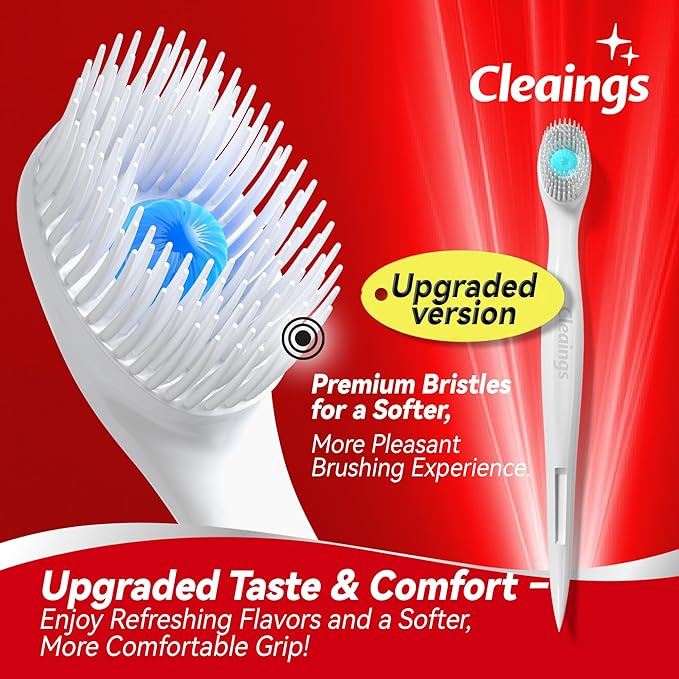 cleaings® Mini Disposable Toothbrush Set with Toothpaste – Travel Essentials, Portable Toothbrush for Women & Men, Camping, Road Trip, Vacation, 24 Count-Mint Flavor（Pack of 5）