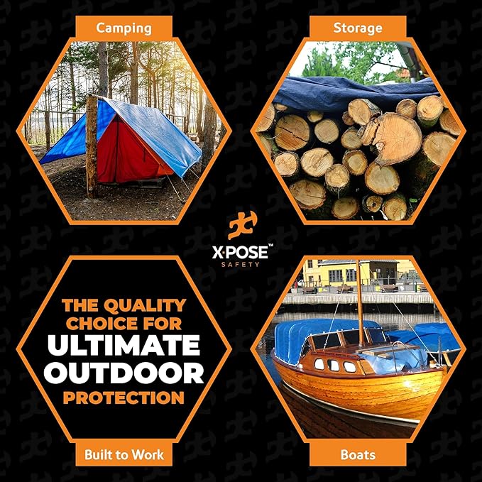 Better Blue Poly Tarp 15' x 20' - Multipurpose Protective Cover - Lightweight, Durable, Waterproof, Weather Proof - 5 Mil Thick Polyethylene - by Xpose Safety