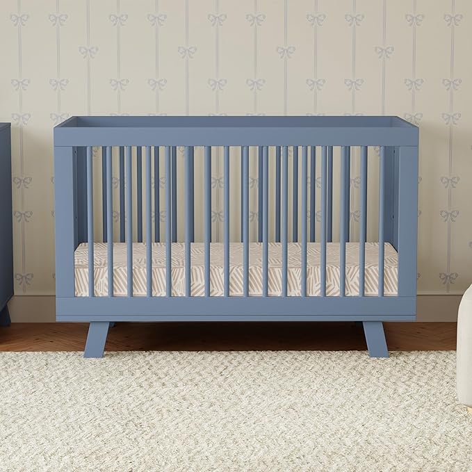 babyletto Hudson 3-in-1 Convertible Baby Crib - GREENGUARD Gold Certified Convertible Crib to Toddler Bed and Daybed - Wooden Baby Bed with 4 Adjustable Mattress Heights - Easy Assembly - Cove Blue