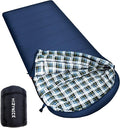 0 Degree Sleeping Bag 100% Cotton Flannel XXL for Adults Big and Tall Cold Weather Winter Zero Degree Camping,Free Compression Sack