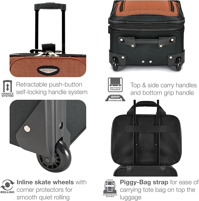 Travel Select Amsterdam 25-Inch Softside Expandable Rolling Upright Luggage, Lightweight 2-Wheel Suitcase with Push-Button Handle, Navy