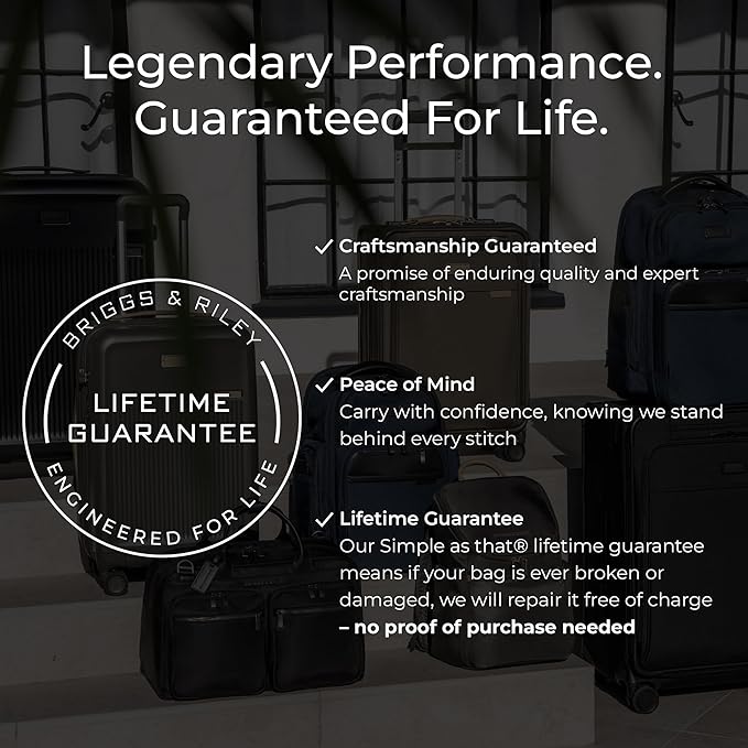 Briggs & Riley Essential 22" Carry On Expandable Spinner - Luggage for Travel, Suitcases with Wheels, Softside Rolling Bag for Men & Women, Self-Repairing Zipper - Baseline Collection, Black
