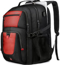 Large Travel Backpack, 50L Laptop Backpack for Men 17.3 Inch, TSA Approved, Heavy Duty with USB Charging, Anti Theft for College Business Work, Red
