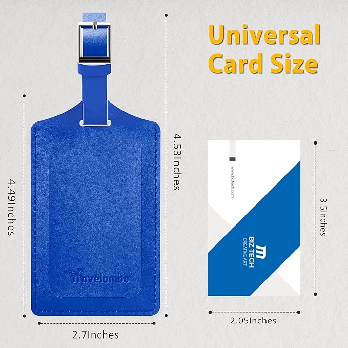 Travelambo Luggage Tags for Suitcases Faux Leather Privacy Protection 16 Pack Bag Tags Travel Accessories Essential, Fresh Blue