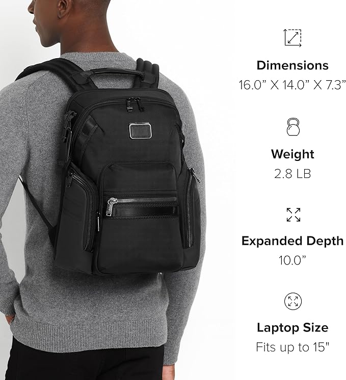TUMI - Alpha Bravo Navigation Backpack - Everyday Travel Backpack - Fits Up to 15" Laptop - 16.0" X 14.0" X 7.3" - Oxblood