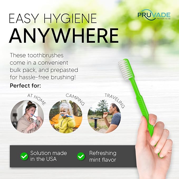36 Pack Disposable Toothbrushes with Toothpaste, Built In - Prepasted Toothbrushes Individually Wrapped | Single Use Waterless Tooth Brush with Soft Bristles for Airbnb, Hotel, Camping, Travel