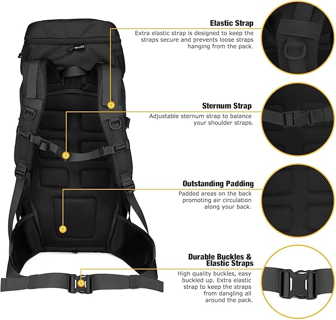 Mardingtop 50L Hiking Backpack,Backpacking Backpack with Rain Cover for Hiking,Backpacking,Rucking,Camping,Survival