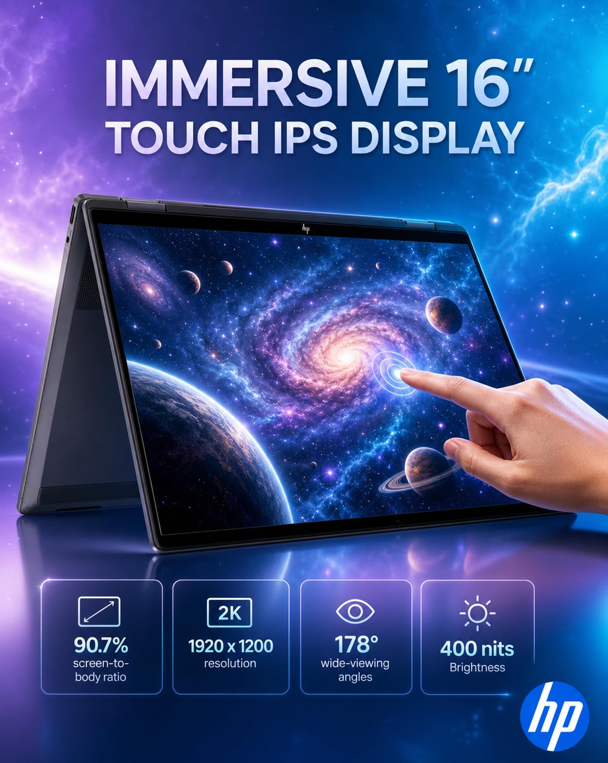 HP OmniBook X Flip 2-in-1 Laptop,16" 2K IPS Touchscreen, Intel Ultra 7 256V