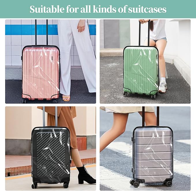 Clear PVC Luggage Cover, Waterproof Dustproof Anti-Scratch Suitcase Protector, Fits Wheeled Suitcases 18" 22" 24" 26" 28" 30" - Thicken Baggage Cover Case（18"）