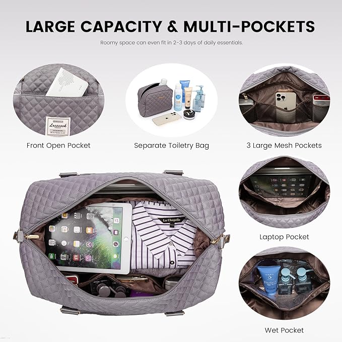 LOVEVOOK Travel Duffle Bag,Weekender Bags for Women with Shoe Compartment，Carry on Overnight Bag with Toiletry Bag,Gym Duffel Bag with Wet Pocket, Hospital Bags for Labor and Delivery