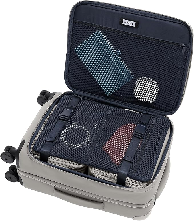 Away Softside Carry-On Suitcase, 22 Inch Lightweight, Expandable High-Strength Nylon Luggage With Spinner Wheels, Meets Requirements for Most Major Airlines, Cloud Gray