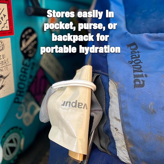Vapur Collapsible Water Bottle With Carabiner, Compact Bottle Folds Flat For Hydration On The Go, Ideal for Traveling, Hiking or Camping, 23 Ounce, Sea Glass, Pack of 1