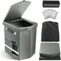 2025 Upgraded 16.5'' XL Portable Toilet for Adults,Tall Camping Toilet with Lid and Convenient Carry Bag, Portable Potty for Camping, Hiking, Car Travel,Truck, RV, Boating, Road Trips, Beach (Gray)