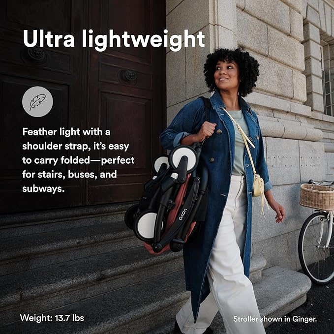 Stokke YOYO3 Stroller from 6 Months - Includes Black Frame/Olive Seat Cushion + Canopy - Folds in & Out in a Flash - Light & Compact - Carry-On Compatible