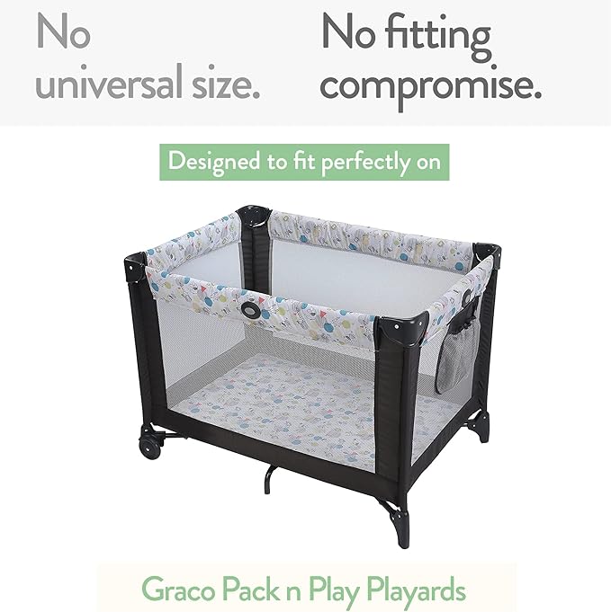 Pack and Play Sheets Fitted – Compatible with Graco Pack n Play Playard Crib and Other 27 x 39 Inch Playpen Mattress – Snuggly Soft 100% Jersey Cotton – Light + Dark Grey – 2 Pack