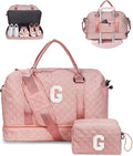 Gifts for Girls-Kids Duffle Bag with Shoe Compartment, Girls Weekender Bag, Monogram Overnight Bag, Letter Travel Bag with Makeup Bag，Personalized Gift Idea for Women Her (Letter G)