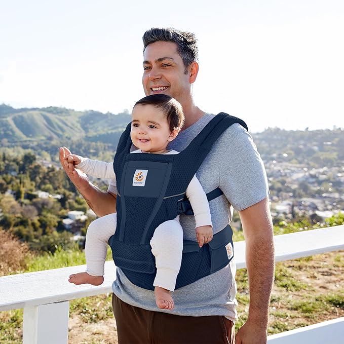 Ergobaby Alta Hip Seat All-Position Breathable Mesh Hip Seat & Carrier, Midnight Blue