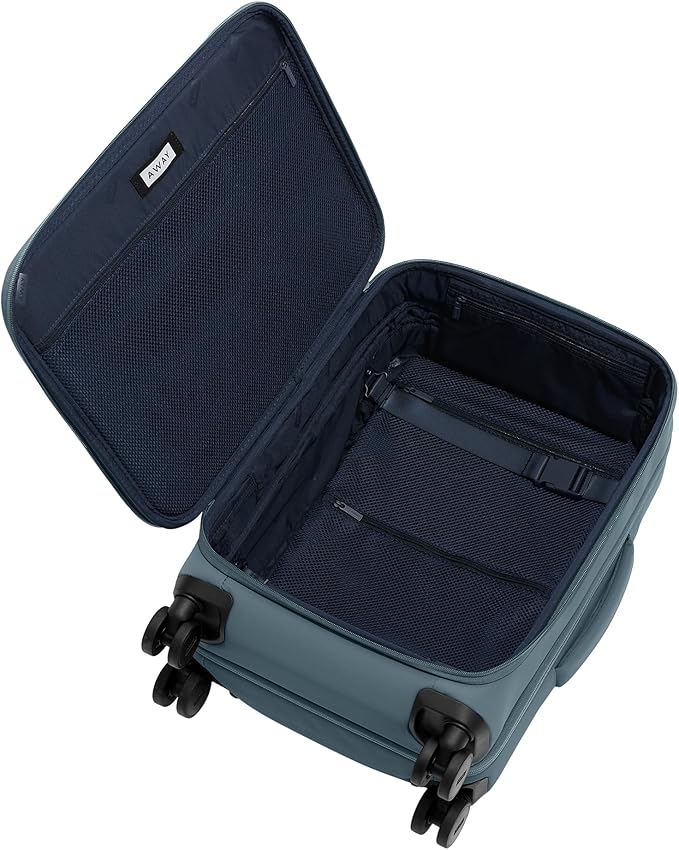 Away Softside Carry-On Suitcase, 22 Inch Lightweight, Expandable High-Strength Nylon Luggage With Spinner Wheels, Meets Requirements for Most Major Airlines, Coast Blue