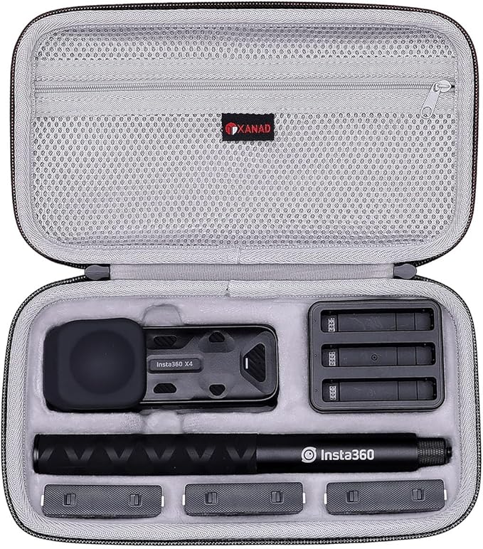 XANAD Hard Case for Insta360 X5/X4/X3/X2 Waterproof 8K 360 Action Camera,114CM Selfie Stick- Storage Carrying Bag