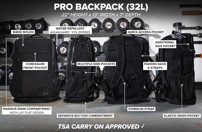 SERIOUS STEEL FITNESS Pro Backpack With Removable Dividers (1680D Nylon - Black)