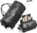 3-in-1 Rolling Garment Bags for Travel, Glitter Wheeled Carry-On Suit Luggage with Shoe Storage & Detachable Bag, Convertible Duffel Bag for Men Women Business Trips Weekender, Wrinkle-Free (Black)