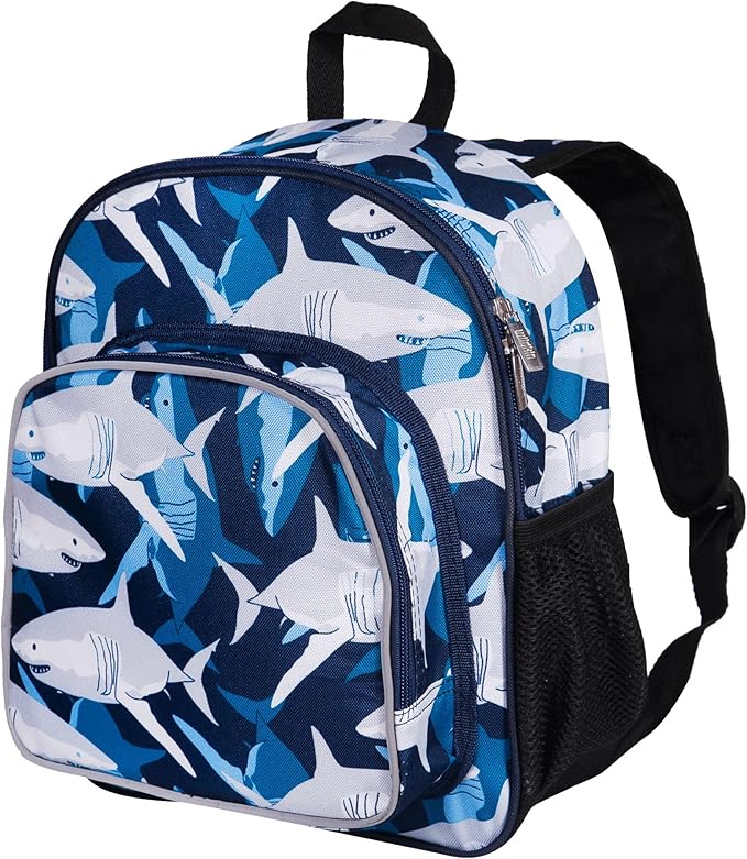 Wildkin 12-inch Kids Backpack – Padded, Adjustable, Ideal for Daycare & Travel - Sharks