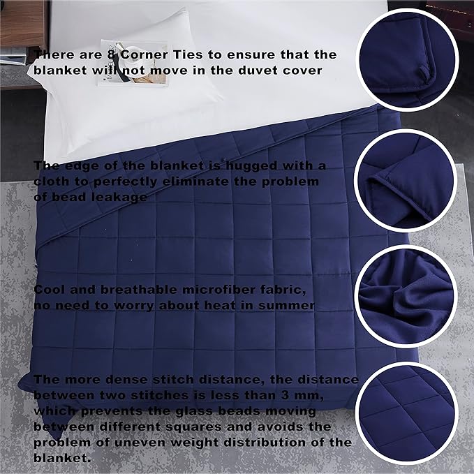 L'AGRATY Weighted Blanket - 88"x104" 20lbs Cooling Breathable Heavy Blanket Microfiber Material with Glass Beads for Adult All-Season Summer Fall Winter Soft Thick Comfort