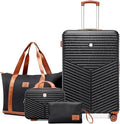 Hoteel 4 Piece Luggage Set (4-YEAR WARRANTY) Carry on ABS+PC Hard Shell Suitcase with Spinner Wheels & TSA Lock (Black)