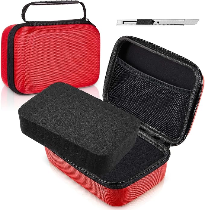 EVA Hard Case with Customizable Foam Protective EVA Carrying Case Shockproof Outdoor for Camera, Digital Products, Electronic Instruments with Knife(Red,11 x 7.8 x 4.3 Inch)
