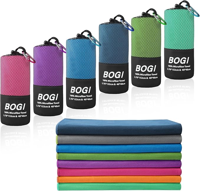 BOGI Microfiber Travel Sports Towel-Quick Dry Towel, Soft Lightweight Microfiber Camping Towel Absorbent Compact Travel Towel for Camping Gym Beach Bath Yoga Swimming Backpacking (M:40''x20''-Blue)