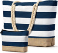 Becokan Beach Bag Initial Beach Tote with Makeup Bag for Travel Work Storage Personalized Birthday Gifts for Women Her