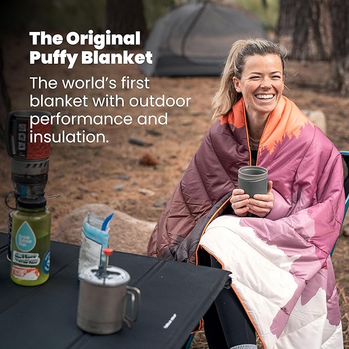 Rumpl Original Puffy Blanket - Warm, Water-Resistant Camping Blanket with 100% Recycled Synthetic Insulation, 52"x75", Original Puffy V2, Seafoam