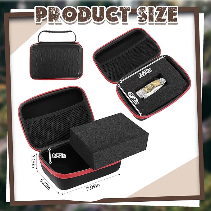 EVA Hard Case with Customizable Foam Protective EVA Carrying Case Shockproof Outdoor for Camera, Digital Products, Electronic Instruments with Knife(Black and Red,7.1 x 4.7 x 3.1 Inch)