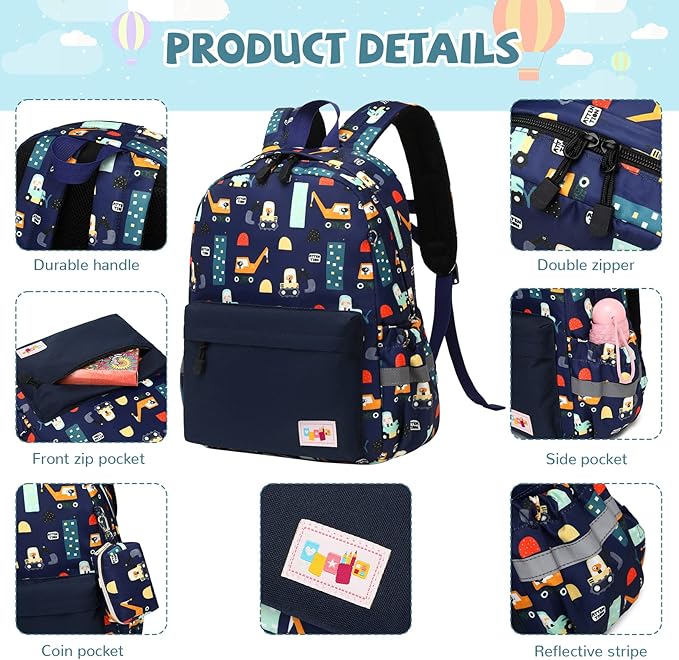mygreen Toddler Backpack, Kids Backpack for Boys and Girls with Chest Strap
