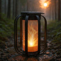 Modern Solar Lanterns Outdoor Waterproof - Patented Flickering LED Flame Effect, IP65 Waterproof, Matte Black Finish, Hanging Solar Lights for Outside for Patio, Garden, Porch, Outdoor Decor (1 Pack)