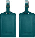 Travelambo Luggage Tags for Suitcases Faux Leather Privacy Protection 2 Pack Bag Tags Travel Accessories Essential, Summer Green