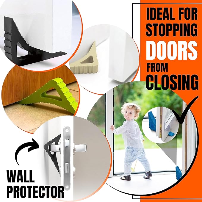 Pekasa Door Stopper & Window Stopper, Rubber Door Stop, Door Wedge Stopper for Any Floor Surface, Decorative Door Stoppers for Bottom of Door Security, Colorful Doorstop Large Door Stopper Wedge