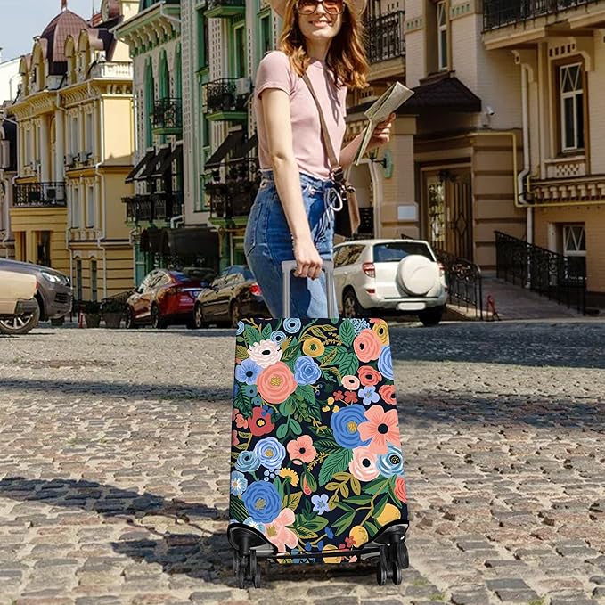 Travel Luggage Cover Suitcase Protector Fits 18-32 Inch Wheel Covers PatternedTravel Related Items Flower Luggage Protector Elastic M