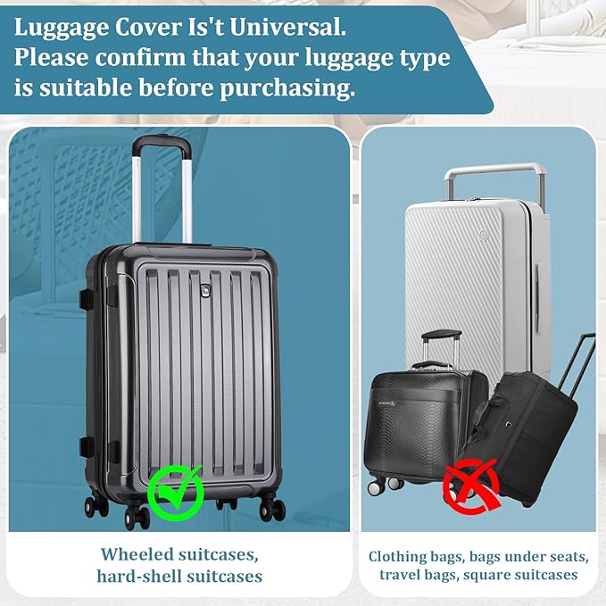 Upgraded Clear TPU Luggage Cover Protector with Black Stretchable Sides, Fit 30 Inch Travel Suitcase TSA Approved, Waterproof & Anti-Scratch, Includes Free Red Luggage Tag