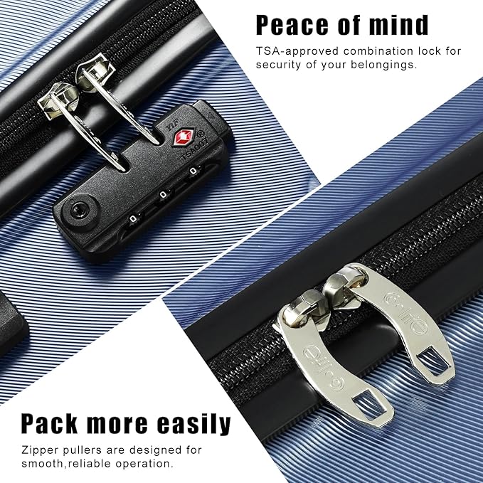 Coolife Luggage Suitcase Carry-on Spinner TSA Lock USB Port Expandable (only 28’’) Lightweight Hardside Luggage (Purple, 3 piece set)