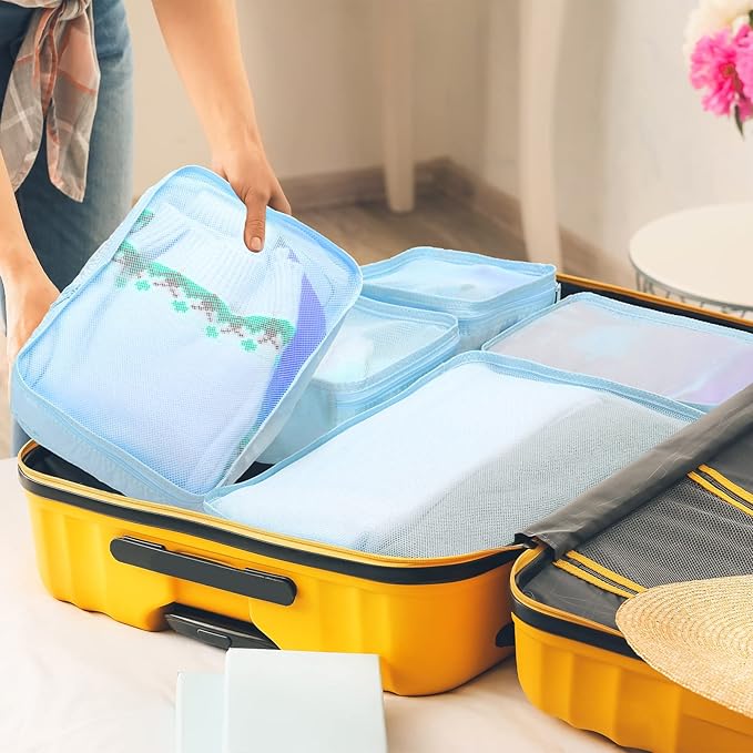Reginary 6 Set Travel Packing Cubes Luggage Organizer Set Lightweight Suitcase with Shoe Bag for Clothes Toiletries