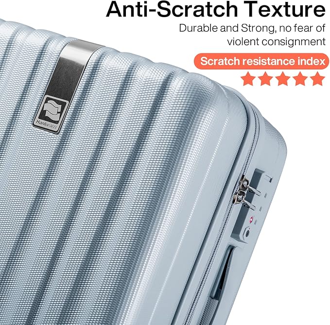 Hanke 29 Inch Luggage Suitcases With Spinner Wheels Lightweight PC hardside Rolling Suitcase With Travel Lock, Checked-Large 29-Inch(Gray)