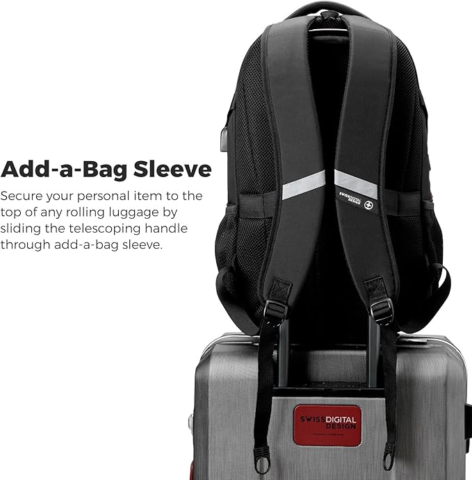 Swissdigital Design Laptop Backpack with USB Charging Port, TSA Travel Backpack Fits 15.6 inches Computer, 31L College School Backpack for Men, Olive/Black | SD803-26