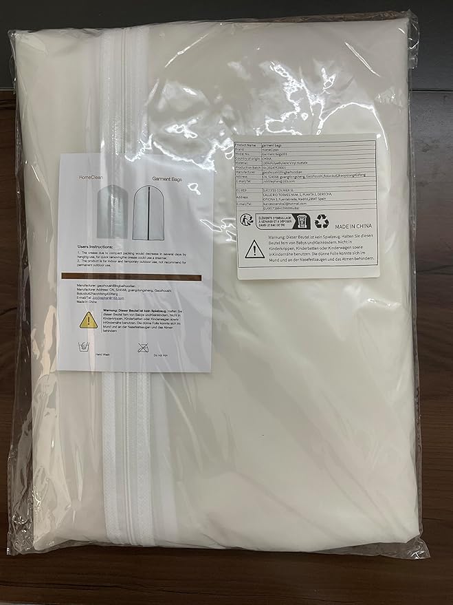 Garment Bags for Hanging Clothes 24'' x 40'' Suit Hanging Garment Bags White Breathable Suit Covers for Closet Full Zipper Dust Cover for Suits Dance Clothes Closet Pack of 6