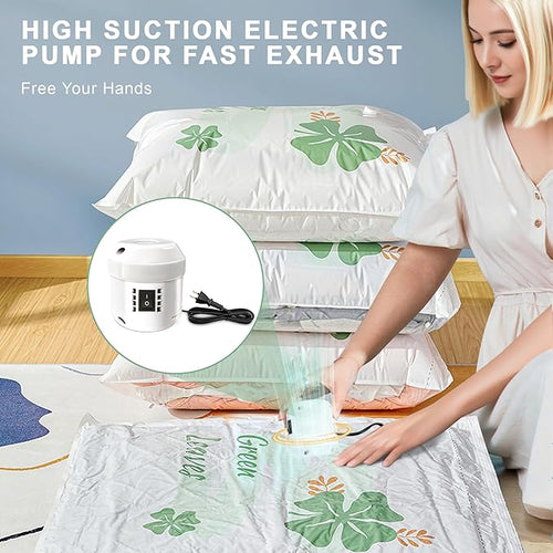 20 Pack Vacuum Storage Bags for Clothing Travel with Electric Pump, 4 Sizes Jumbo/Large/Medium/Small Space Saver Bags Vacuum Sealed for Luggage Blankets, Vacuum Seal Bags for Bedding Comforters