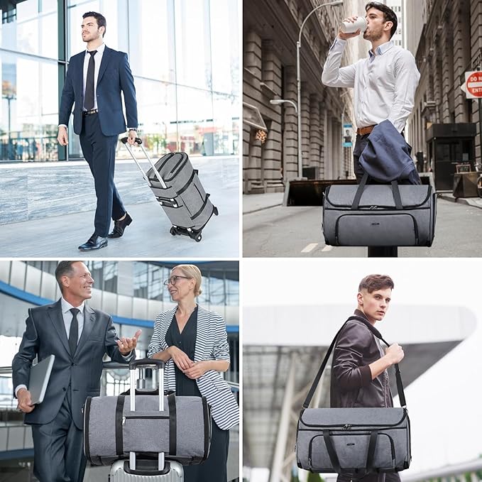 Garment Bags with Wheels, Garment Convertible Weekender Bags, Large Garment Bags for Travel, Duffle Luggage Bag Garment Bag(Grey)