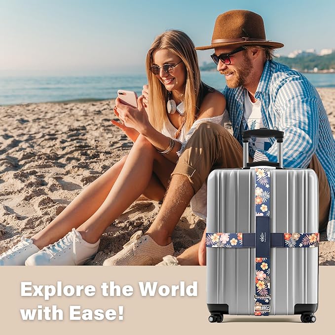 Luggage Straps for Suitcases,Adjustable Luggage Elastic Belt, Travel Essentials for Airport,Station, Vibrant Designs, Mori Girl