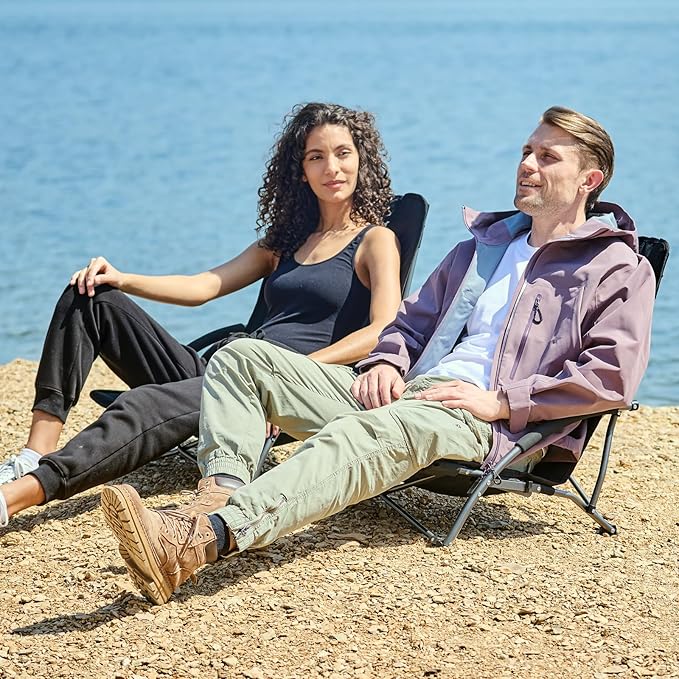 PORTAL Beach Chairs for Adults Camping Low Lightweight Portable Chair with Cup Holder Mesh Back Carry Bag for Outdoor Sand Lawn Travel Picnic Festival Concert, 350LBS