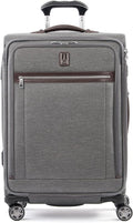 Travelpro Platinum Elite Softside Expandable Checked Luggage, 8 Wheel Spinner Suitcase, TSA Lock, Men and Women, Vintage Grey, Checked Medium 25-Inch